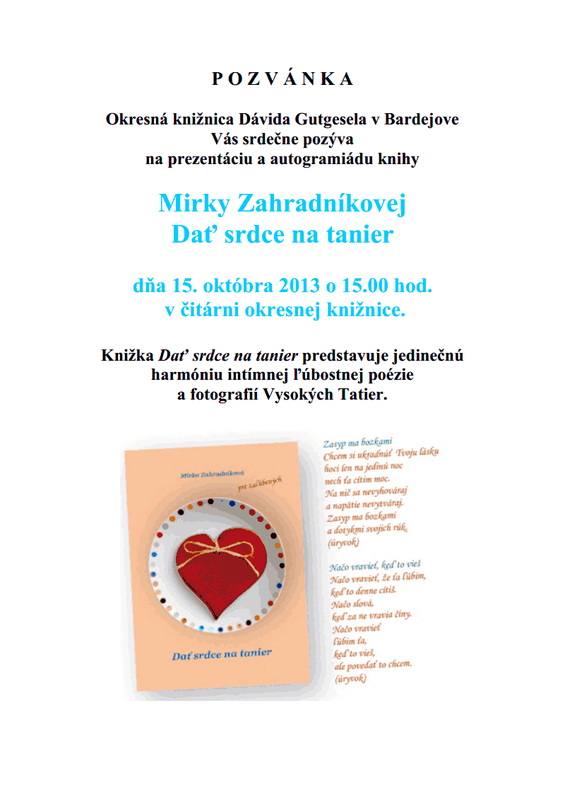 Dať srdce na tanier // 14. - 15. október 2013 // Okresná knižnica Dávida Gutgesela